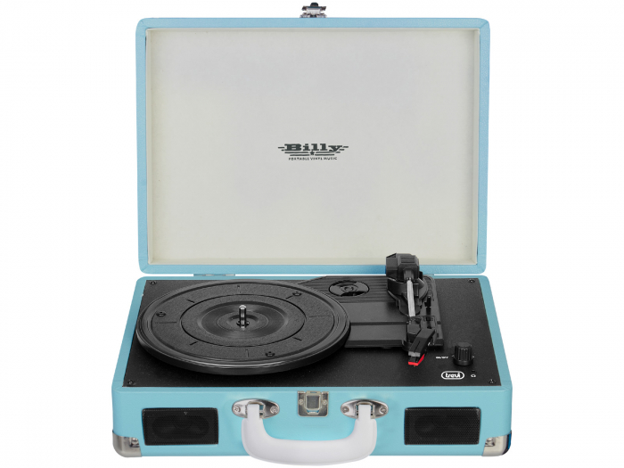 Pick-up retro vintage in valiza  functie  intrare/iesire AUX-IN iesire audio RCA  viteze vinil 33/45/78 rpm Trevi Italia 0T101504  difuzoare 6W blue [3]