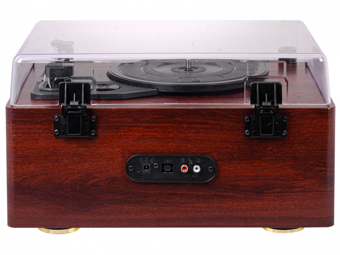 Pick up vintage Trevi TT1030BT sistem audio stereo 15W, carcasa din lemn cires, intrare/iesire  auxiliara 2 RCA si wireless [3]