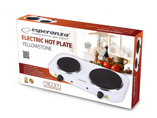 Plita electrica alba 2500W 2 ochiuri temperatura reglabila in 5 trepte Alb [2]