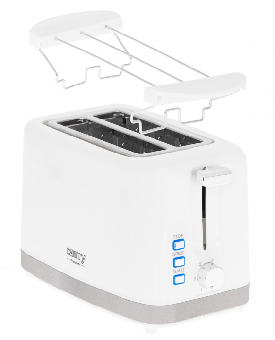 Prajitor de paine alb lucios cu aspect retro CR3219  6 trepte de prajire, 3 functii, oprire automata 900W [2]