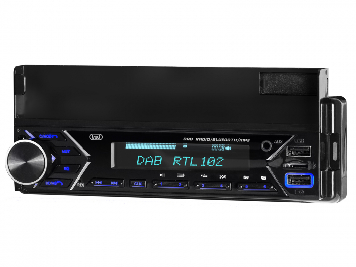 RadioAuto DAB+  cu informatii suplimentare meteo, trafic, info melodie curenta, panou frontal cu suport smartphone, Bluetooth, USB/MicroSD/AUX IN, ceas, telecomanda, putere 160W, antena DAB inclusa [8]