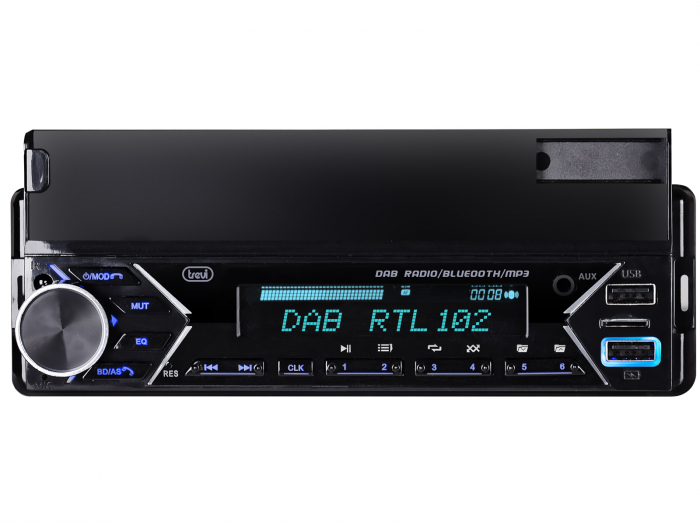 RadioAuto DAB+  cu informatii suplimentare meteo, trafic, info melodie curenta, panou frontal cu suport smartphone, Bluetooth, USB/MicroSD/AUX IN, ceas, telecomanda, putere 160W, antena DAB inclusa [4]