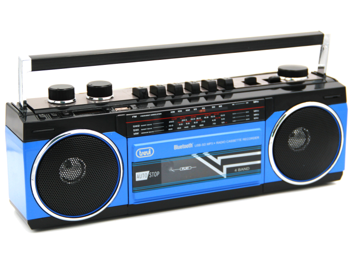 Radiocasetofon cu inregistrare Trevi Boombox vintage USB/SD Bluetooth 4 benzi Radio 6.5W blue [1]