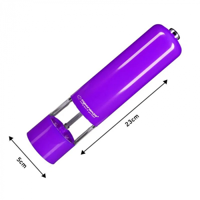 Rasnita electrica Violet lucios pentru sare si piper EKP001V  cu camere depozitare transparente, control finetea macinarii iluminare led [5]