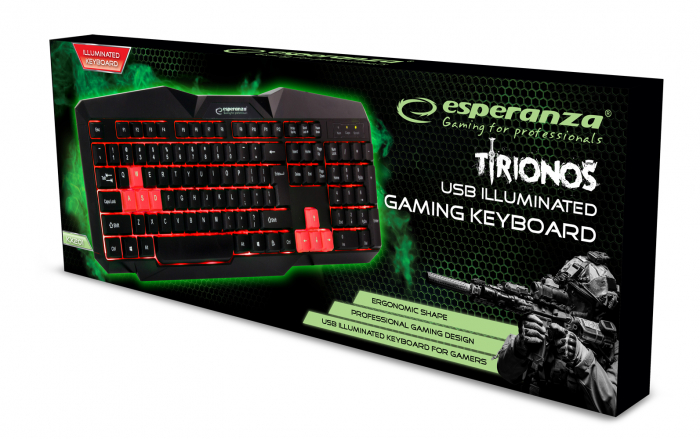 tastatura gaming iluminata cu LED rosu [2]