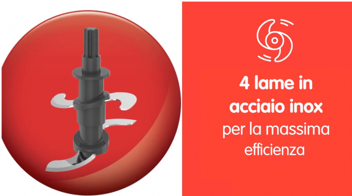 Tocator chopper G3Ferrari G20154 cu 4 lame din otel inoxidabil functie pulse 250W vas 400ml rosu [4]
