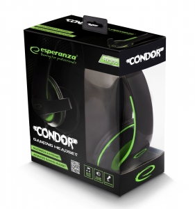 Casti stereo cu microfon de inalta fidelitate si control de volum pe fir pentru gamers, Condor verde [3]