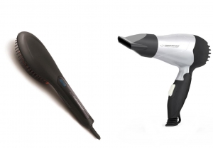 Articole hair styling - Perie de indreptat parul, ceramica, max. 230 ° C,  afisaj LCD pachet cu  Uscator par cu maner pliabil ergonomic ideal calatorii