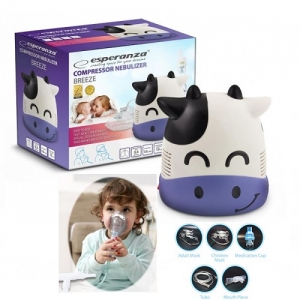 Nebulizatoare copii - Aparat de aerosoli nebulizator cu aspect de vacuta pentru copii si pentru adulti, cu compresor, kit complet de accesorii inclus