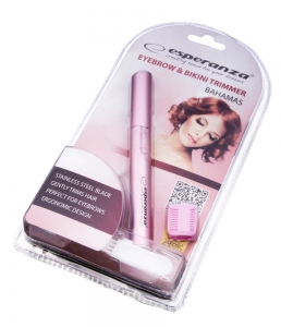 Trimmer (aparat tuns) destinat eliminarii parului inestetic din zona sprancenelor si zona bikini, culoarea roz [1]