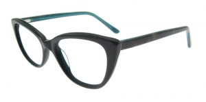 Rame de ochelari, model de dama, design modern, negru cu interior verde, include toc si laveta [2]