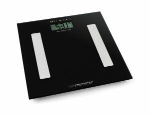 Cantar electronic cu analizator de grasime, 4 senzori precisi, ecran LCD, sticla securizata, negru, 180 kg max + 2 baterii AAA cadou [0]