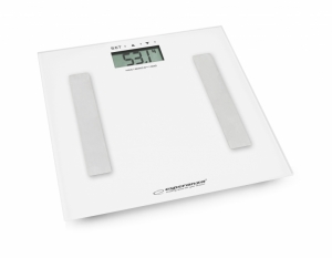 Cantar electronic cu analizator de grasime, 4 senzori precisi, ecran LCD, sticla securizata, alb, 180 kg max + 2 baterii AAA cadou [0]
