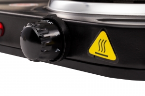 Plita electrica cu 2 ochiuri, control separat, LED, 2000W, protectie la supraincalzire, neagra [2]