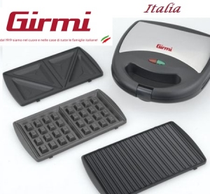 Sandwich maker Girmi 3 in 1 cu placi detasabile, sandwich, gratar, vafe, indicator LED, control automat temperatura [0]
