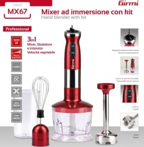 Mixer 3 in 1 Girmi - MX67 cu functie blender si chopper/tocator, 500W, viteza reglabila, lame inox, turbo [3]