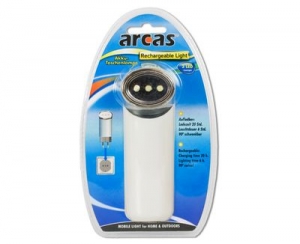 Lanterna Arcas , 3 Leduri reincarcabila, cu acumulator de Incarcare 220V alba [1]
