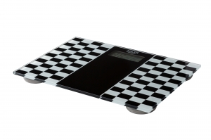 Cantar electronic de persoane, 4 senzori precisi, ecran LCD, sticla securizata, alb-negru, 150 kg max, oprire automata [0]