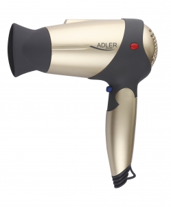 Uscator de par de voiaj si pentru acasa pliabil, 2 trepte de viteza, functie aer rece, 1600W, concentrator de aer, negru-auriu [3]