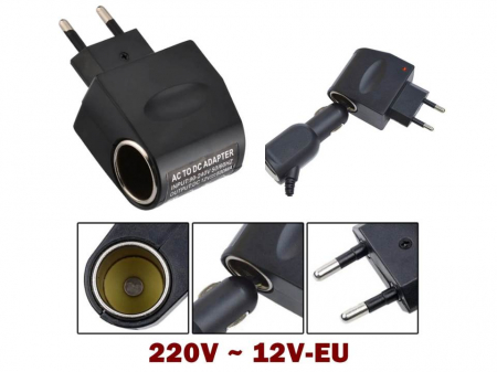 Adaptor priza retea AC 220V la priza mama bricheta auto DC 12V 500mA [0]