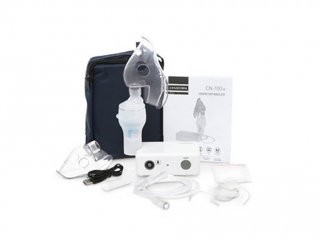 Aparat aerosoli nebulizator 3ml/minut cu compresor kit portabil Lanaform Belgia compatibil copii si adulti capacitate cupa 10ml dimensiuni particule 0.3 μm  alimentare USB sau 4 x AAA [6]