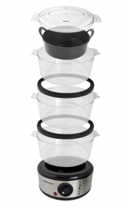 Aparat de gatit cu aburi cu 3 tavi si vas orez, corp din inox, timer, capac anti-picurare, protectie impotriva supraincalzirii [2]