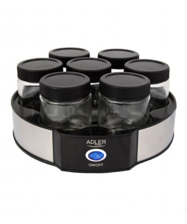 Aparat pentru preparat iaurt, 7 compartimente pentru 7 borcane iautiera Negru/Argintiu Adler [5]
