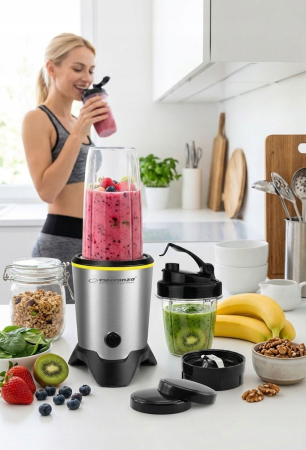Blender Esperanza Nutri Master, EKM028, 1000W, 1L, Argintiu/Negru [1]