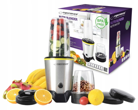 Blender Esperanza Nutri Master, EKM028, 1000W, 1L, Argintiu/Negru [2]