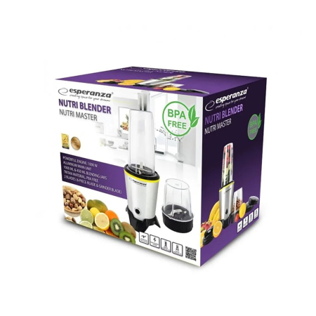 Blender Esperanza Nutri Master, EKM028, 1000W, 1L, Argintiu/Negru [5]