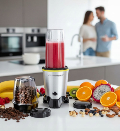 Aeroterme - Blender Esperanza Nutri Master, EKM028, 1000W, 1L, Argintiu/Negru