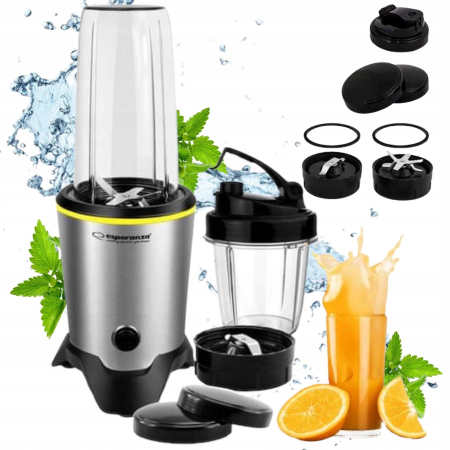 Blender Esperanza Nutri Master, EKM028, 1000W, 1L, Argintiu/Negru [4]