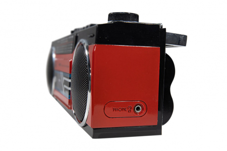 Boombox vintage Trevi Italia Radiocasetofon cu inregistrare pe caseta de la Radio, USB/SD, sau prin microfonul incorporat, 4 benzi radio conectori USB/SD, mufa 3.5mm casti, bluetooth  6.5W  rosu [3]