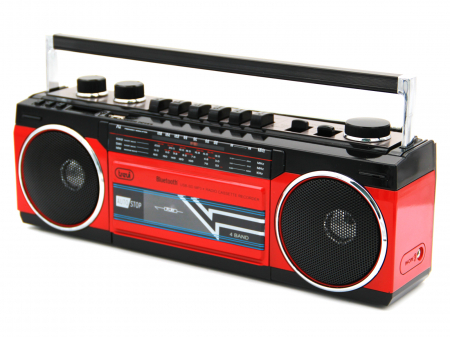 Boombox vintage Trevi Italia Radiocasetofon cu inregistrare pe caseta de la Radio, USB/SD, sau prin microfonul incorporat, 4 benzi radio conectori USB/SD, mufa 3.5mm casti, bluetooth  6.5W  rosu [5]