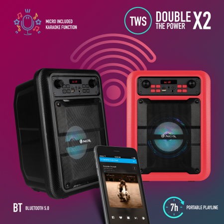 Boxa activa Karaoke portabila bluetooth si microfon cu fir, intrare USB, card reader, AUX,  putere 200 W PMPO [2]