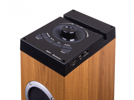 Boxa turn 100cm  din lemn cires  Trevi Italia XT10A830  All in One 3 difuzoare frontale+surround+woofer+bass reflex, Bluetooth, USB, SD, AUX-IN jack 3.5, AUX-IN 2xRCA, USB Charge, Radio, telecomanda [1]