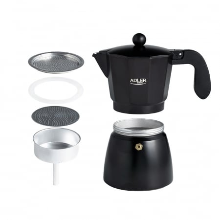 Cafetiere - Cafetiera espessor din aluminiu  Adler 320G culoare neagru utilizare la plita sau flacara
