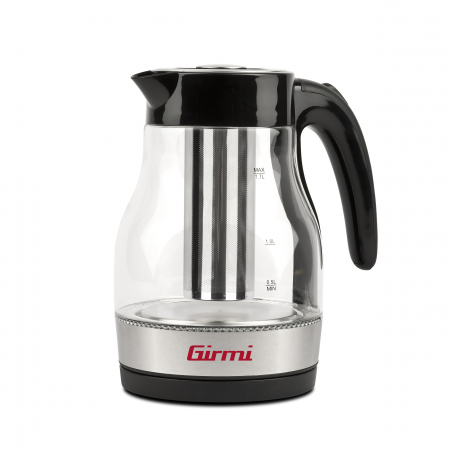Cani electrice si fierbatoare - Cana electrica cu infuzor filtru ceai inox Girmi BL51, 1.7l, 2200w,  gradata, LED, oprire automata, sticla securizata