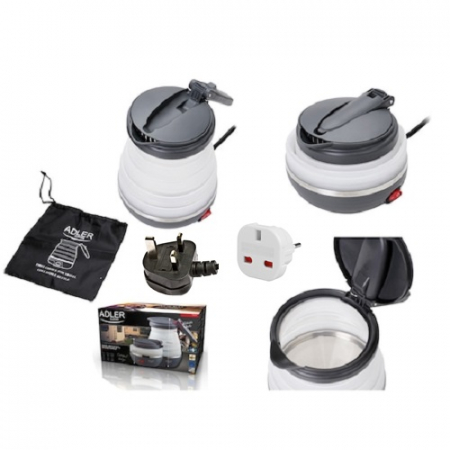 Cana electrica pliabila pentru voiaj 0.6L cu stecar UK, 750W Travel AD1370UK   Alba + adaptor priza UK-EU [2]