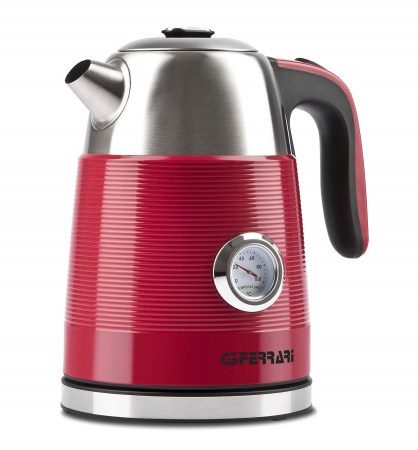 Cani electrice si fierbatoare - Cana fierbator  1.7L 2200W G3Ferrari G1014902 cu termometru, indicator temperatura 0 - 100 grade celsius  carcasa inox rosu