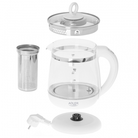 Cana fierbator cu infuzor 1.5L ADLER control temperatura 60 - 100 grade celsius si functie mentinere temperatura, culoare alba [4]