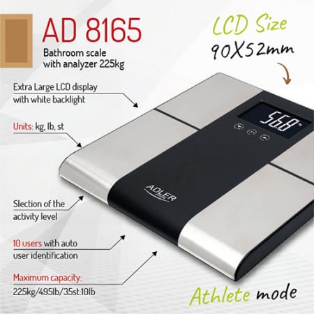 Cantar de persoane max 225 kg XXL cu analizator corporal, inalta precizie, mod sportiv [1]