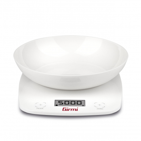 Electrocasnice pentru bucatarie - Cantar de bucatarie electronic cu bol Girmi, capacitate max. 5 kg, diviziune 1g, functie tara, oprire automata, alb