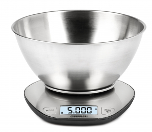 Cantare de bucatarie - Cantar de bucatarie electronic cu bol inox mare G3Ferrari Linea, capacitate max. 5 kg, lichide sau solide, diviziune 1g, functie tare si zero, oprire automata