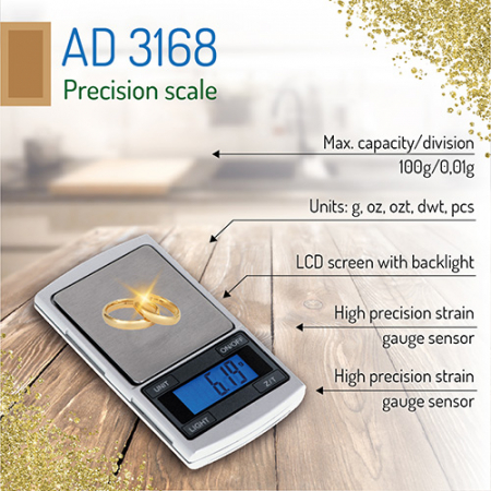 Cantar electronic de bijuterii cu precizie ridicata 0.01g, ecran LCD iluminat, gri, 2 baterii CR2032 incluse [0]