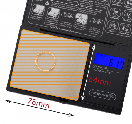 Cantar electronic de bijuterii cu precizie ridicata 0.01g, ecran LCD iluminat, gri, 2 baterii CR2032 incluse AD3176 gri [4]