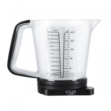 Cantar electronic de bucatarie Adler cu cana gradata masurare lichide sau solide pana la 1200 ml si 5kg, precizie 1g, functie tare negru [2]