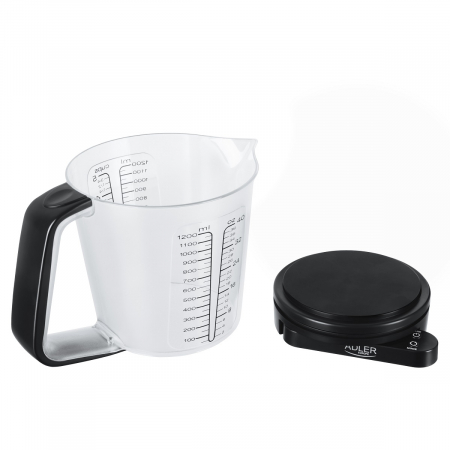 Cantar electronic de bucatarie Adler cu cana gradata masurare lichide sau solide pana la 1200 ml si 5kg, precizie 1g, functie tare negru [4]