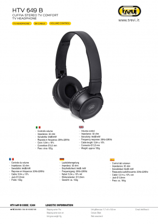 Casti Stereo comfort TV cu fir lung de 5m, izolatie fonica perfecta, control volum pe fir jack 3.5 mm conexiune TV frecventa 20-22000 Hz impedanta 32 Ώ [5]