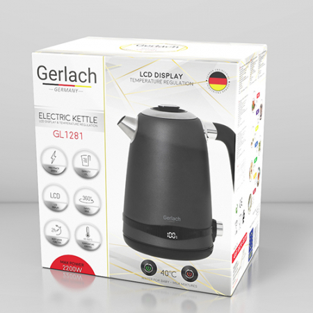 Ceainic electric 1.7L Gerlach GL1281 reglare temperatura 7 niveluri intre 40 - 100 grade celsius si functie mentinere cald, gri petrol [5]